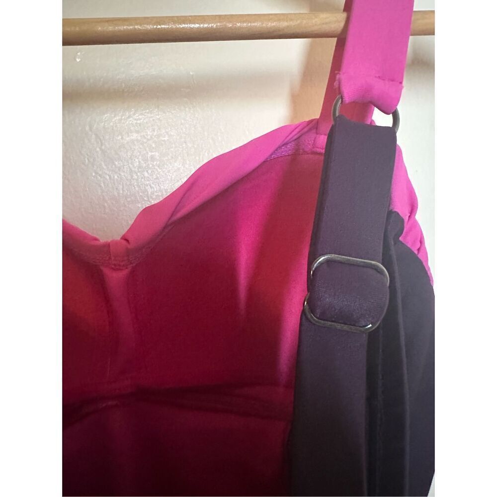 🌸 Aqua Green Pink and Purple Ruched One Piece Swimsuit Size 6 New - Picture 4 of 7
